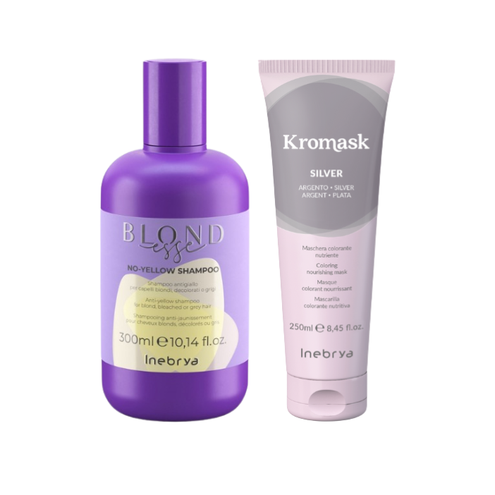 Inebrya - sæt med Blondesse No Yellow Shampoo & Kromask Silver
