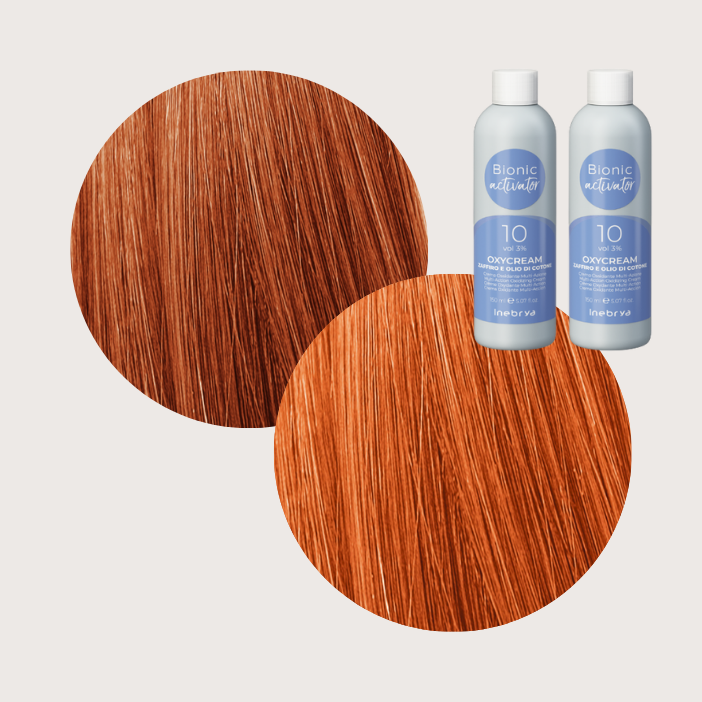 Bionic Color Hårfarve - 6/46 + 8/46 og 2 stk. 3% beize (mellemblond-brun kobber/rød - uden ammoniak)