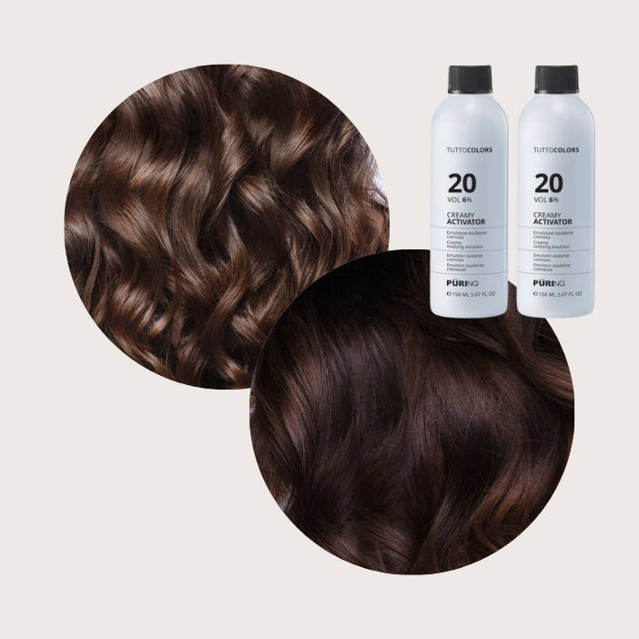 Inebrya Color - 6/00 + Flory Color - 4.7 og 2 stk 6% beize / activator (mørk brun med ekstra stærk dækkevne)