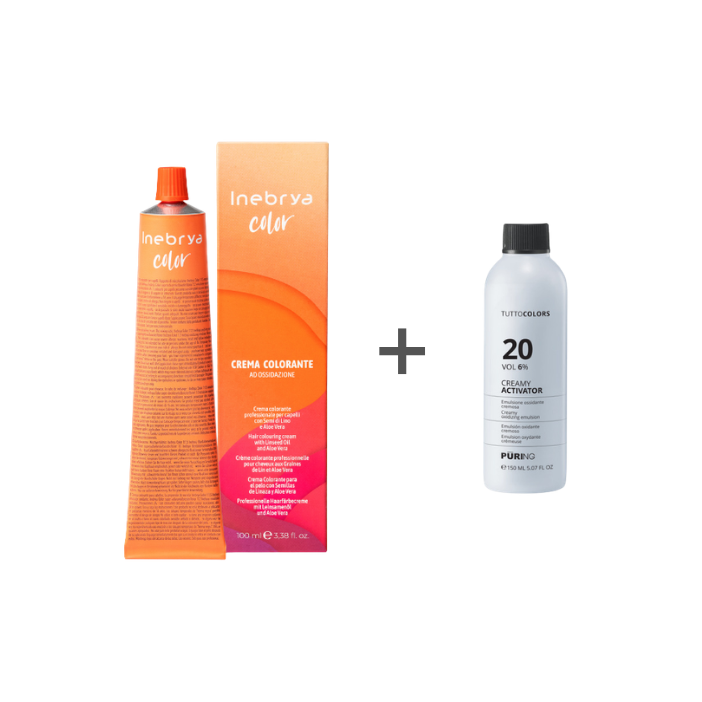 Inebrya Color - sæt med hårfarve 9/00 + 6% beize / activator (blond - intens dække af grå hår)