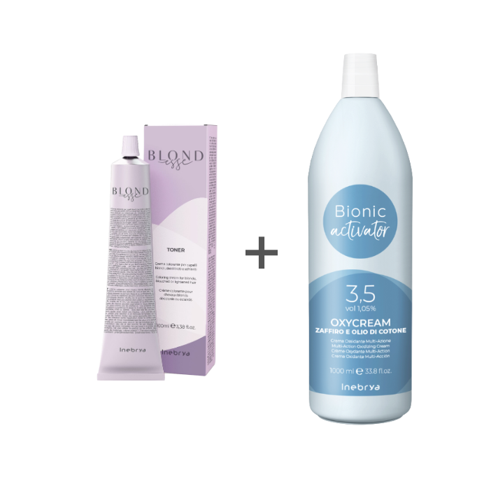 Inebrya Blondesse - sæt med toner Caramel Blonde + 1,05% beize / activator