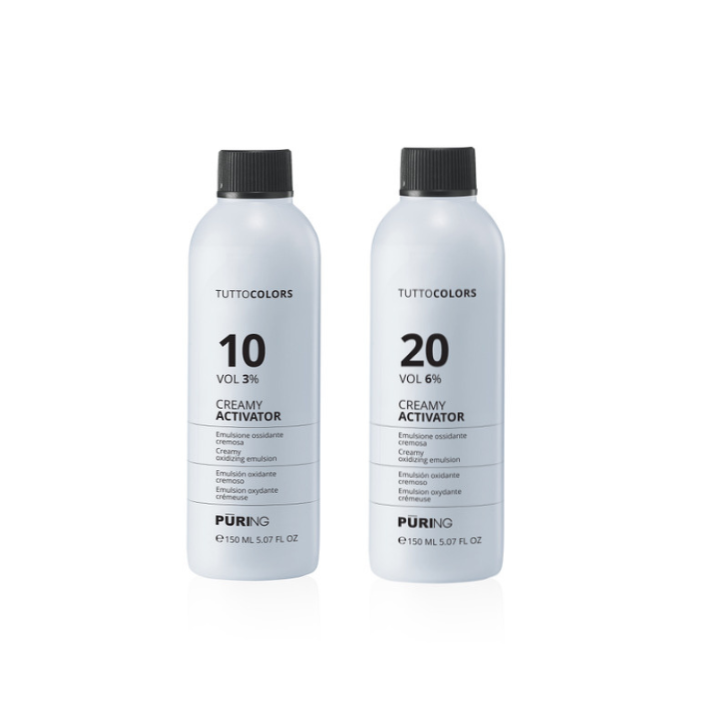 TUTTOCOLOR Creamy Activator - sæt med 1 stk. 150 ml. 3% VOL 10 + 1 stk. 150 ml. 6% VOL 20 (beize / activator)