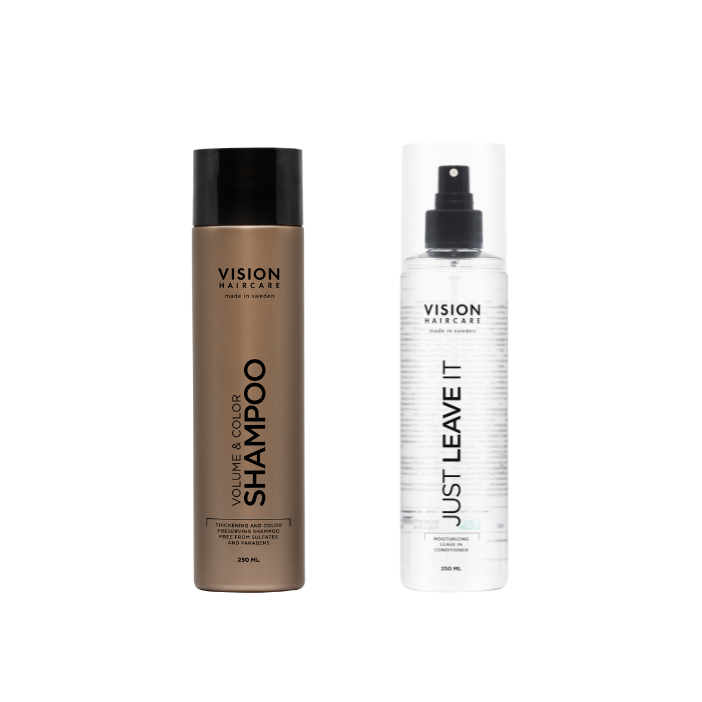 Vision Haircare - sæt med Volume & Color Shampoo + Just Leave It Conditioner
